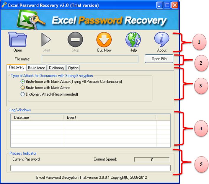 the interface of UndoPDF Excel Password Recovery