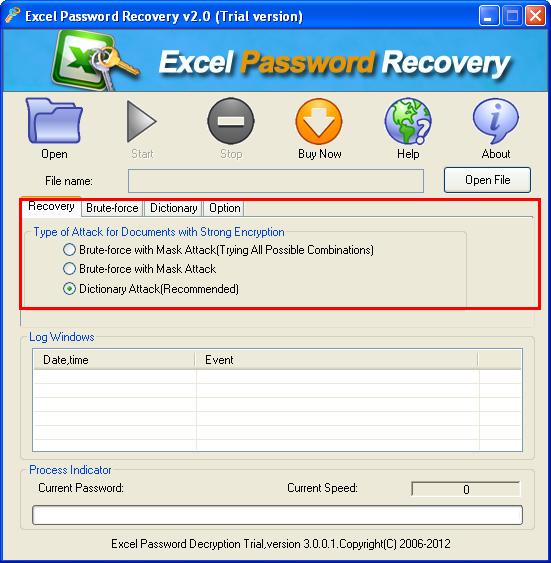the interface of UndoPDF XLS Password Cracker