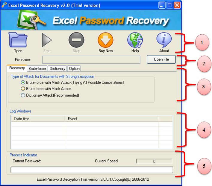 the interface of UndoPDF Excel Password Cracker
