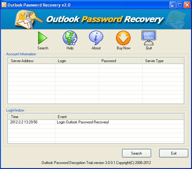 the interface of UndoPDF Outlook Password Cracker