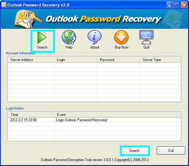 the interface of UndoPDF Outlook Password Retriever