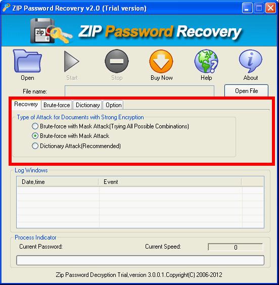 the interface of UndoPDF ZIP Password Breaker