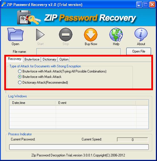 select a method to decrypt ZIP
