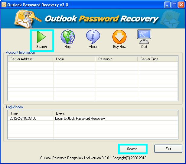 the interface of UndoPDF Outlook Password Retriever
